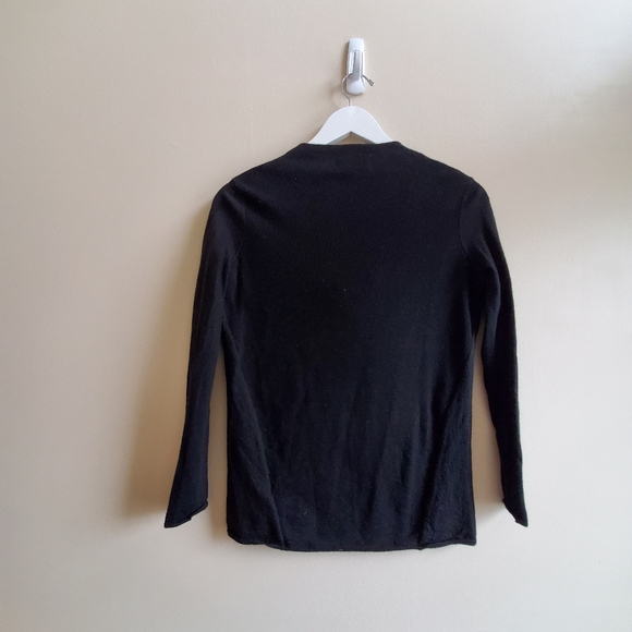 Babaton black 100% merino wool draped neck ribbed sweater, Medium - Picture 3 of 4